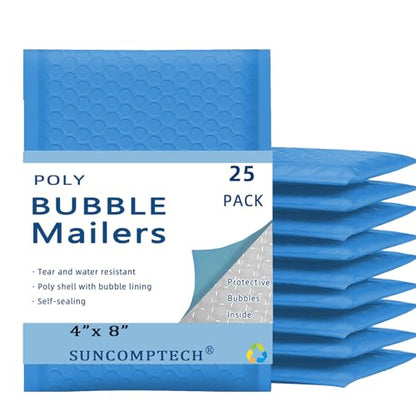 25 50 100 200 500 1000 Pieces, 4x8 inch, Self Seal Waterproof Mailing Envelopes, Poly Bubble Mailers Shipping Bags, Bubble Padded Envelopes, Bulk Color #000 (Light Blue, Usable 4 * 7 inch, 25 Pcs) - color: Light Blue, size: Light Blue, 4x7 inch, 25 Pieces