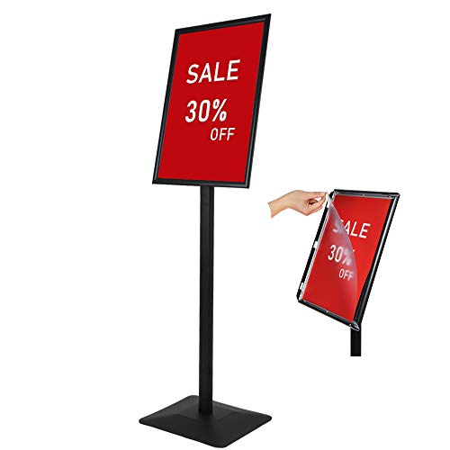DISPLAYSWORKER Adjustable Heavy Duty Pedestal Sign holder floor Stand,sign stand poster stand ,Standing Floor for 11 x 17 inch,Vertical/Horizontal View,Black - color: black aluminum frame, size: 11-x-17-inch
