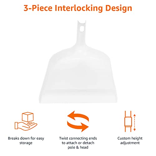 Amazon Basics Dustpan Broom Set with Easy Assembly and Long Handle, Blue and White (Pack of 8) - size: (Pack of 8)