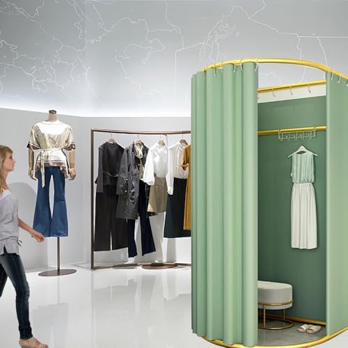 Clothing Store Fitting Room with Shading Curtain, Portable Temporary Mobile Privacy Protection Dressing Room, Foldable Mall Simple Changing Room and Temporary Mobile Room, 200x100x95cm(Green) - color: Green