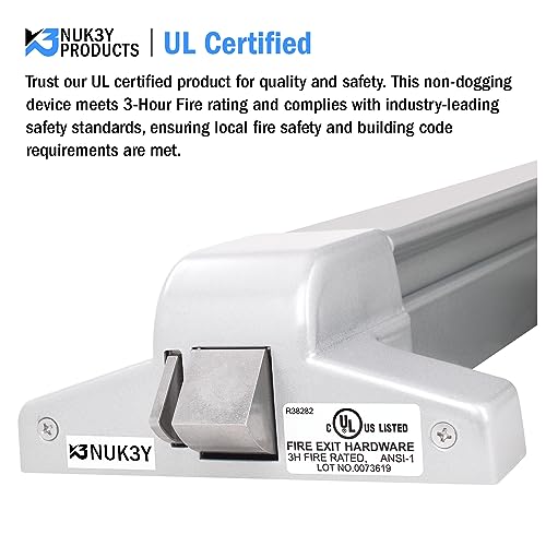 Nuk3y ED-5000 Series Panic Bar Exit Device Grade 1 ADA Certifed, Fit Door Width 30"-36" (Aluminum, FIre Rated Exit Device Only) - size: Fire Rated Exit Device Only