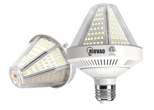 RIUVAO 2 Pack 40W LED Corn Light Bulb, 6000LM Super Bright 400W Equivalent, 5000K Daylight White E26/E27 Base, High Lumen Corn Cob Lamp for Garage, Warehouse, Barn, Workshop, Indoor Outdoor