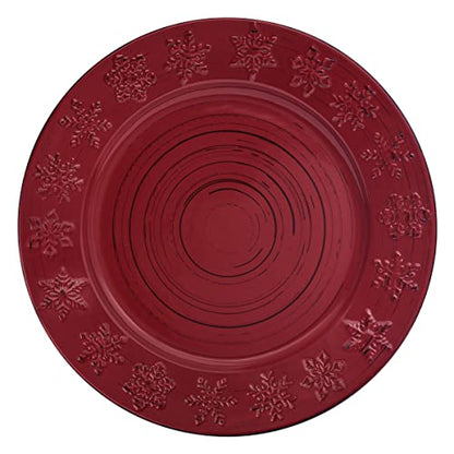 Pfaltzgraff Trellis Snowflakes 12 Piece Dinnerware Set, Service For 4, Red - color: Red Snowflake