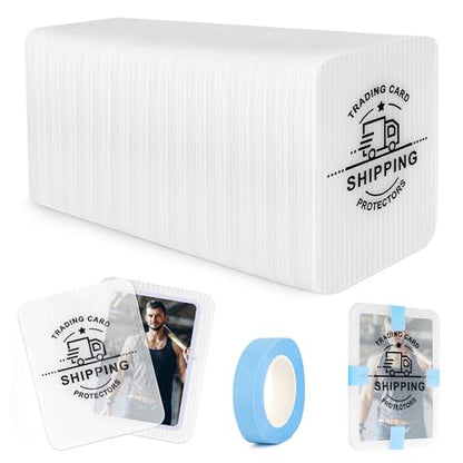 200 Pack Trading Card Shipping Protectors Savers Supplies with Tape Roll