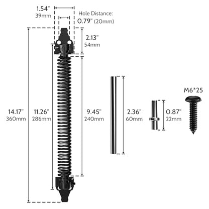 14" Gate Spring Self Closing Heavy Duty Outdoor Door Spring Automatic Gate Closer, Adjustable for Wooden and Vinyl Fence, Black,4 Pack