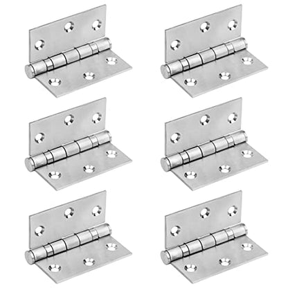 6 Pack 3" x 3" Square Door Hinges, Stainless Steel Butt Hinges