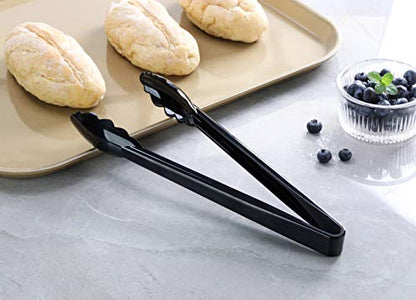 New Star Foodservice 35513 Utility Tong, High Heat Plastic, Scalloped, 12 inch, Set of 12, Black - color: Black (Set of 12)