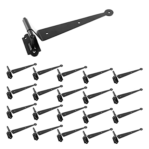 Renovators Supply Manufacturing Pack of 20 Black Cast Iron Pintle Strap Hinges 11-3/4 Inch Offset Lift Off Shutter Gate Door Hardware RSF Rustic Colonial Reversible Hinges with Screws - size: Pack of 20