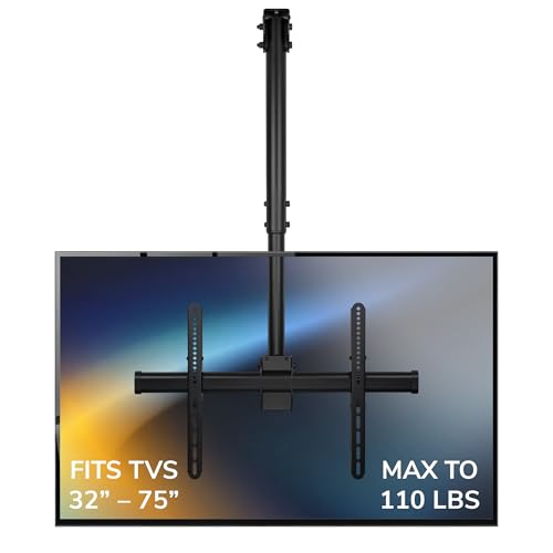 Mount-It! TV Ceiling Mount, 32-75", 110 lbs, MI-509B - color: Black, size: 3 Feet