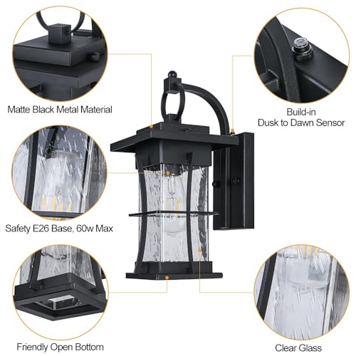 15 Inch Dusk to Dawn Outdoor Lighting Fixtures Wall Mount - size: 15'' H with Photocell, 1 PC
