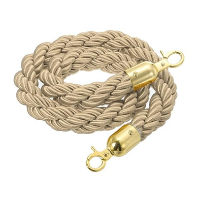 MECCANIXITY Twisted Stanchion Rope 5 Ft/1.5 M, Barrier Rope Twisted Post Ropes with Snap Hooks for Posts Stands Queue Divider Crowd Control, Champagne Golden - color: Champagne Golden, size: 5 Ft