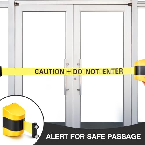 Barydat 1 Pieces 16.4 ft Retractable Barrier, Caution Do Not Enter, Yellow - color: Yellow, size: Caution Do Not Enter