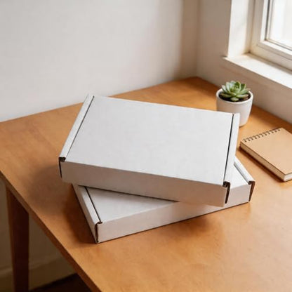 Fishat 6" x 4" x 1" White Corrugated Cardboard Shipping Boxes Set of 25 - size: 6" x 4" x 1"