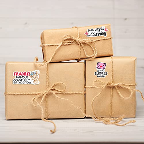 Wailozco Handle Cowfully Stickers,Funny Fragile Packaging Sticker for Mailing Envelopes Small Business Shipping Package 500 Labels Per Roll - color: Fragile Handle Cowfully