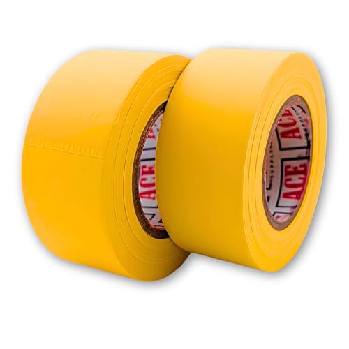 ACE Supply Yellow Flagging Tape - 2 Pack - 1-3/16 Inch Width, 150 Ft Length, 2 Mil - Non-Adhesive Survey Tape - Tree Marking Ribbon, Surveyors Ribbon - color: Yellow, size: 2 Pack