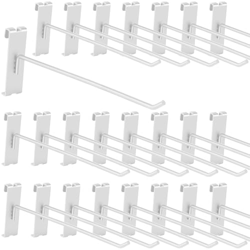 20Pcs Gridwall Hooks, Metal Grid Panel Hanging Peg Hooks, Grid Wall Accessory for Clothes Storage, Home Organization, Retail Display (White, 10"/25Cm) - color: White, size: 10"/25Cm