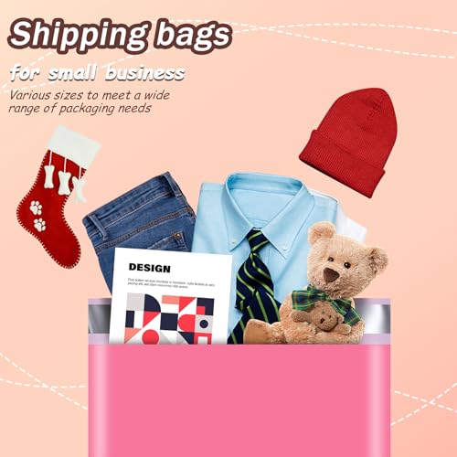 Pink Poly Mailers with Handle, 12x15.5 Inch 50 Pcs - color: Pink, size: 12x15.5 Inch 50 pcs