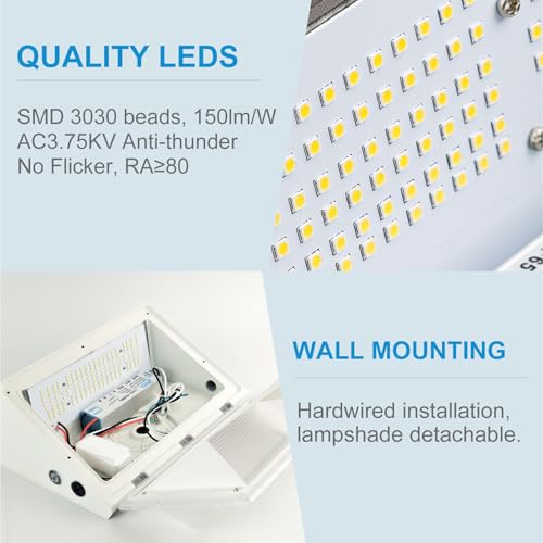 Lightdot 4Pack 200W LED Wall Pack Exterior Light, Dusk-to-Dawn,ETL-White - color: 200W-White｜4P