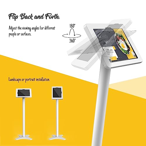 Tablet Kiosk Floor Stand, All Metal Rotate Lockable - Compatible with 10.9" iPad 10th, Pro 11" 1 2 3 4, Air 4 5, Air 11"(M2/M3/M4), iPad 11"(A16) - BSF301WA