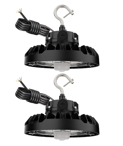 JCE 150W UFO LED High Bay Light with PIR Motion Sensor, 3-Wattage & 3-CCT Selectable, 21,750LM, 750W Eqv, ETL, Dimmable Shop Lights for Warehouse Garage (150W with PIR Sensor-2Packs) - size: 150W with PIR Sensor-2Packs