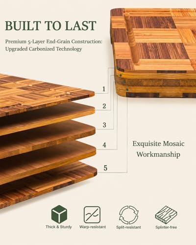 Cutting Board Set With Holder Mosaic Cutting Boards For Kitchen Set Of 3 - color: Brown - Set of 3