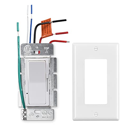 0-10V LED Dimmer, Decorator Rocker Light Switch for 0-10V Dimmable LED Lights, 120-277V, Single-Pole or 3-Way, ETL Listed, White-1pc