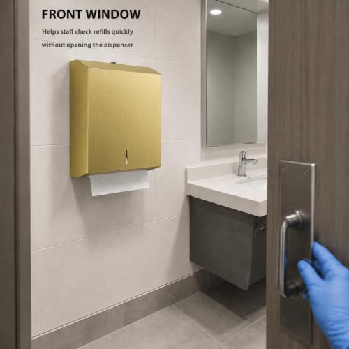 Stainless Steel Paper Towel Dispenser Wall Mount for Commercial Bathrooms - color: 3813-gold