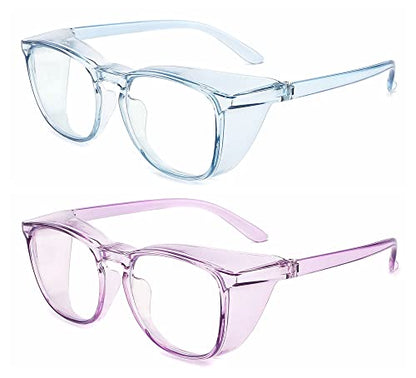 Alsenor Safety Glasses Anti Fog Goggles Protective Eyewear Blue Light Blocking Anti Dust UV Protection Glasses For Men Women (2 Pack (Sky-Blue + Lilac)) - color: 2 Pack (Sky-blue + Lilac)