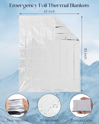 Cutecrop 96 Pcs Survival Kit 48 Emergency Blankets 48 Pairs Wool Socks