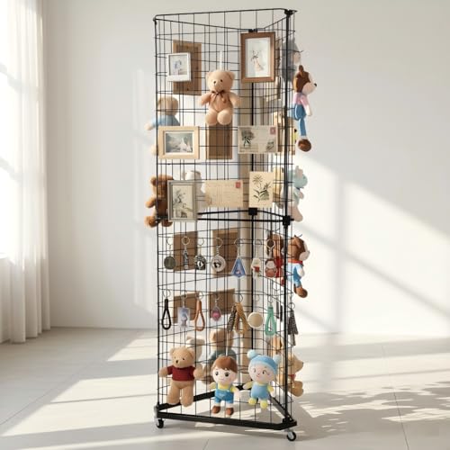 24"x68"Large Triangular Gridwall/Wire Grid Panel Display Stand with Wheels