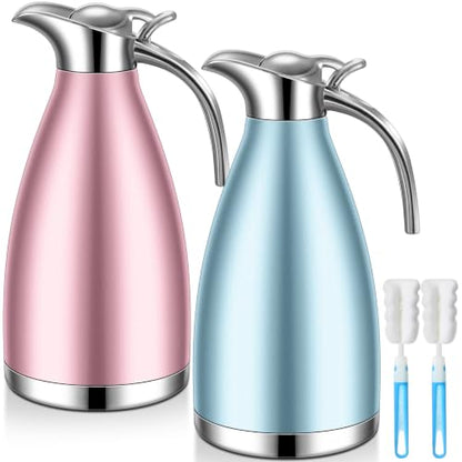 Uiifan 2 Pcs 68oz Thermal Coffee Carafe,Khaki Blue, Pink - color: Khaki Blue, Pink