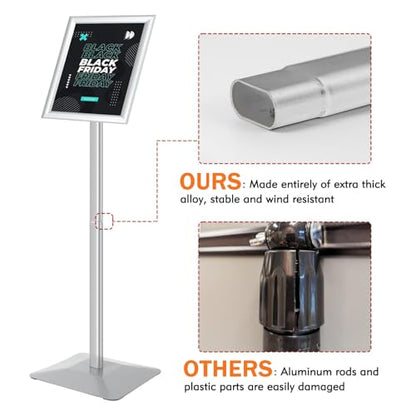 Sign Stand for Display, Ultra Stable Heavy Duty Pedestal Signage Holder - size: 8.5x11, style: Silver