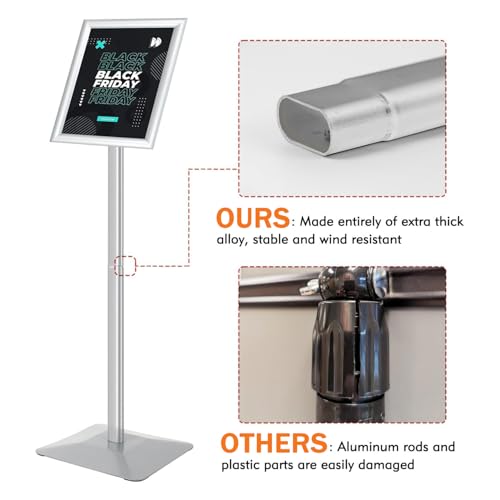 Sign Stand for Display, Ultra Stable Heavy Duty Pedestal Signage Holder - size: 11x17, style: Silver