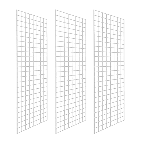Grid Wall Commercial Grade Gridwall Panels – Heavy Duty Grid Panel for Any Retail Display Wall Grid 2' Width x 6' Height, White (Pack of 3) - color: White, size: 2'x6'(3 Pack)