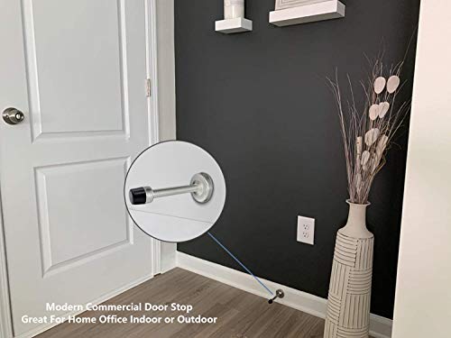 2 Pack 6 Inch Long Door Stop, Wall Mounted, Stainless Steel Extra Long Door Stopper with Sound Dampening Rubber Bumper - color: Silver, size: 6" x 2 Pack