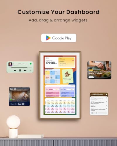 Apolosign 21.5-inch Digital Calendar, No-Subscription, Smart Wall Planner with Calendar Sync, Chore Chart, Meal, Apps & Dashboard, Electronic Touchscreen Display for Family Schedules, Dual Mode (Teak) - color: Teak