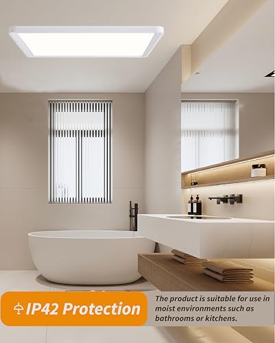 Square Led Flush Mount Ceiling Light,20 Inch 50w 4520lm led Light 3000k,4000k,6000k CCT Selectable,Flat Panel Super Slim Led Ceiling Light Fixture,for Living Dining Kitchen Bedroom Room (1Pack-White) - color: White, size: 20 Inch 1PK Square 3CCT