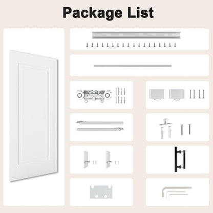 JUBEST 36"x84" Concealed Barn Door with Soft Close Hardware Kits, Primed