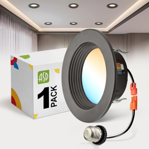 ASD 1 Pack Bronze 4 Inch Retrofit LED Recessed Light, 5CCT Wafer Lights - color: Bronze, size: 1 Pack