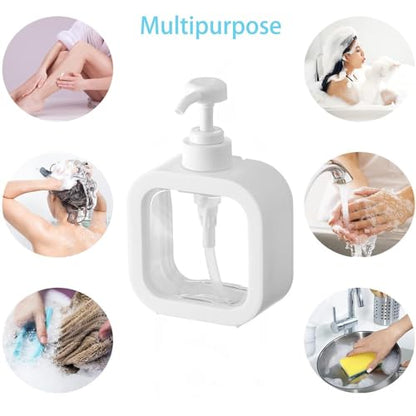 Hand Soap Dispenser for Bathroom, Modern Dish Soap Dispenser for Kitchen Sink, Liquid Soap Container with Pump, Clear Plastic Soap Pump Bottles (2 Packs,10oz, White) - color: White 300ml