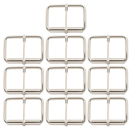 BIKICOCO Roller Buckle, 2 Inches Heel Rolling Bar Buckles for Bags Leather Webbing Straps - color: Silver X 10 Pcs