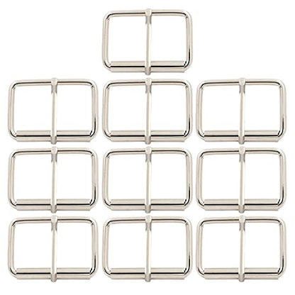 BIKICOCO Roller Buckle, 2 Inches Heel Rolling Bar Buckles for Bags Leather Webbing Straps - color: Silver X 10 Pcs