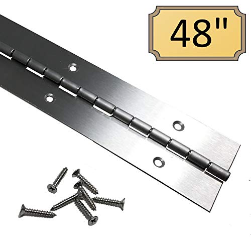 Heavy Duty 2" x 48" 201 Stainless Steel Piano Hinge - .060" Thick - ¾" S.S. Screws Included - 1 Pack - color: 1 Hinge, size: 48 Inch