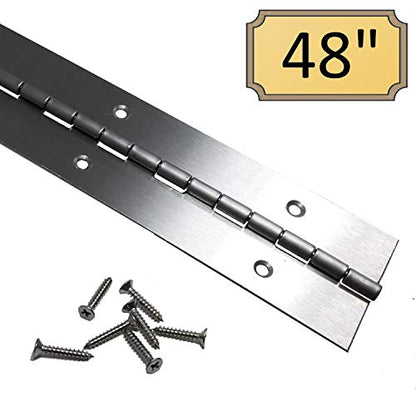 Heavy Duty 2" x 48" 201 Stainless Steel Piano Hinge - .060" Thick - ¾" S.S. Screws Included - 1 Pack - color: 1 Hinge, size: 48 Inch