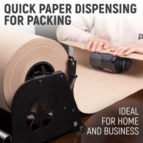 36" Paper Dispenser with Cutter + 30 lb Natural Brown Kraft Paper Roll - color: 1 Roll + Dispenser, size: 36" x 1200' 30 Lb
