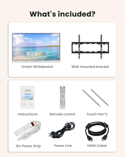 Interactive Smart Board for Classroom, 8+128 GB Electronic Digital Whiteboard Built-in Android OS & Open App Ecosystem - 4K Touchscreen Smartboard for Home Office School Studio Display - size: 86” Android