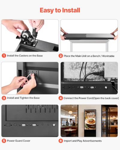 VEVOR 43 in Indoor Digital Signage Floor Standing Advertising Display Kiosk, WiFi HDMI/USB Input Android OS, 178° Wide View, LCD Touchscreen Interactive Monitor, Mobile Commercial Totem Poster - size: 43"-Touchscreen