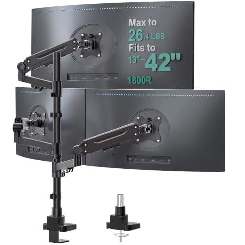 WALI Stacked Triple Monitor Mount for 13-42 inch Curved Screen, Max 26.4lbs - color: Black (Triple), size: 13" to 42"