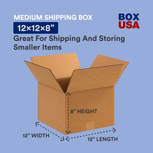 BOX USA 12 x 12 x 8 Corrugated Cardboard Boxes, Small 12"L x 12"W x 8"H, Pack of 25 | Shipping, Packaging, Moving, Storage Box for Home or Business, Strong Wholesale Bulk Boxes - style: Standard Corrugated