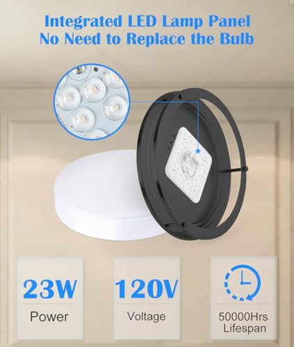 Black Flush Mount Ceiling Light, 13 Inch LED Ceiling Light Fixture with 5CCT(2700K/3000K/3500K/4000K/5000K Adjustable), 23W Saturn Flush Mount Ceiling Lighting for Kitchen Hallway Stairwell - color: Black, size: 13 inch - 1 Pack